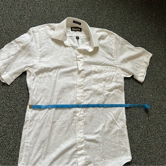 ADONIS White Cotton Short Sleeve Button Down Formal Fancy Dress Shirt Neck 14.5 - Picture 15 of 16